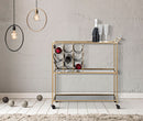 Carrello Black String 79x39,5x82 cm in Ferro e Specchio e PU Oro e Nero      