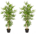 Set 2 Piante Artificiali di Bamboo 60x60x130 cm in Plastica con Vasi Verde