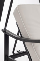 Dondolo da Giardino 3 Posti Schienale Ribaltabile con Cuscini 185x110x163h cm in Acciaio e Poliestere Taurus Grigio Chiaro