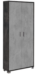 Armadio Multiuso 2 Ante 83x190x29 cm Ossido Nero/Cemento