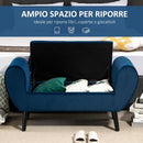 Panca Pouf Contenitore Imbottita 118x42x66 cm in Tessuto Blu