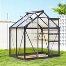 Serra da Giardino 190x132x201 cm con Porta Scorrevole e Finestra in Policarbonato e Alluminio Grigio      