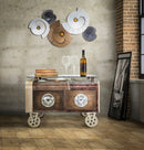 Tavolo da Caffé Old Style con Vetro 83x80x52,5 cm Legno di Abete e MDF e in Ferro Marrone