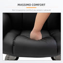 Poltrona Relax con Pouf Poggiapiedi e Funzione Massaggio Reclinabile a 145° e Girevole a 360° in Finta Pelle PU Nero      