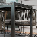 Tavolo da Giardino per 4 Persone con Struttura in Metallo 120x70x72 cm in Rattan PE Grigio