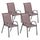 Set 4 Sedie da Giardino 54x71x93 cm Impilabili con Braccioli Curvi in Acciaio e Tessuto Traspirante Marrone