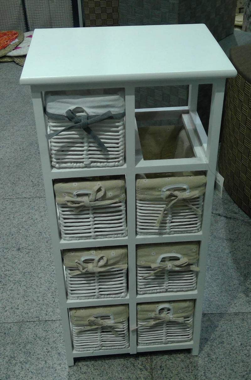 Cassettiera in Legno 6 Cassetti 38x28H100cm Hilary Bianca