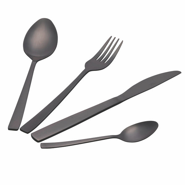 acquista Service-Set Besteck 24-teilig aus mattschwarzem Stahl Villa d'Este Home Tivoli Modern