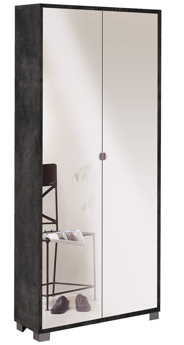 prezzo Armadio Multiuso 2 Ante con Specchio 83x190x29 cm Ossido Nero
