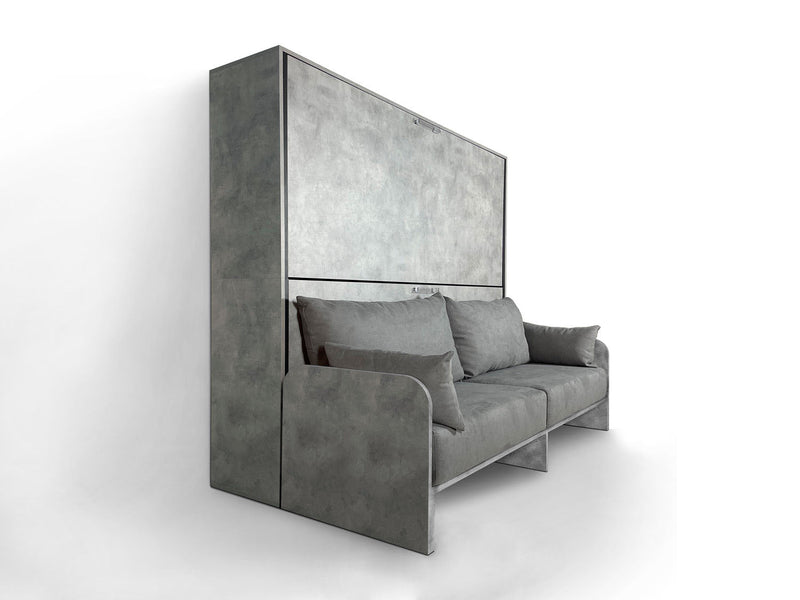 Letti Singoli a Scomparsa Salvaspazio con Sofà Kando H190,8 Cemento Grigio