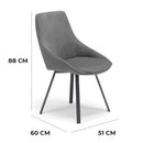 Set 2 sedie Imbottite 51x60x88 cm In Tessuto Suet  Asia Grigio Fumo