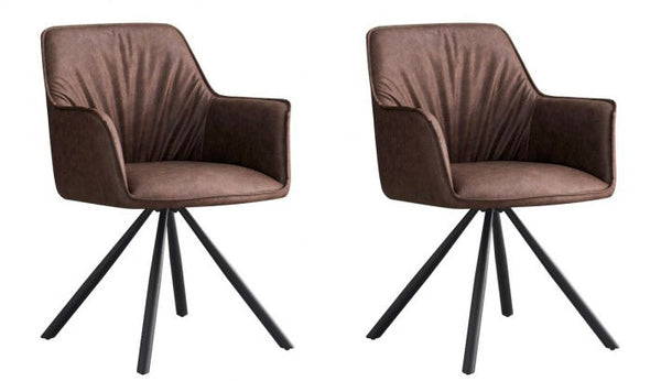 Set 2 Sedie Girevoli con Braccioli 59.5x61x84 cm in Poliestere Breval Marrone Scuro acquista
