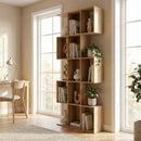 Libreria Scaffale a 5 Livelli a S  80x24x200 cm con 15 Ripiani in Legno Color Rovere      