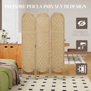 Paravento da Interni Pieghevole a 3 Pannelli 120x170 cm Stile Bohemien in Carta e Legno di Pino Color Legno      