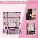 Trampolino Tappeto Elastico per Bambini Ø140x158 cm in Acciaio Rosa e Nero