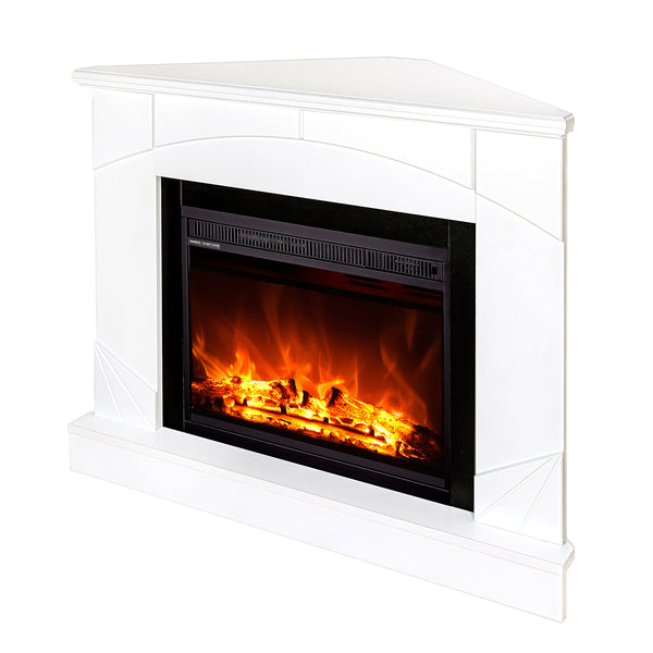 Camino Elettrico da Pavimento ad Angolo 85x106x53 cm Effetto Fiamma 1500W Madeira & lorance Bianco prezzo