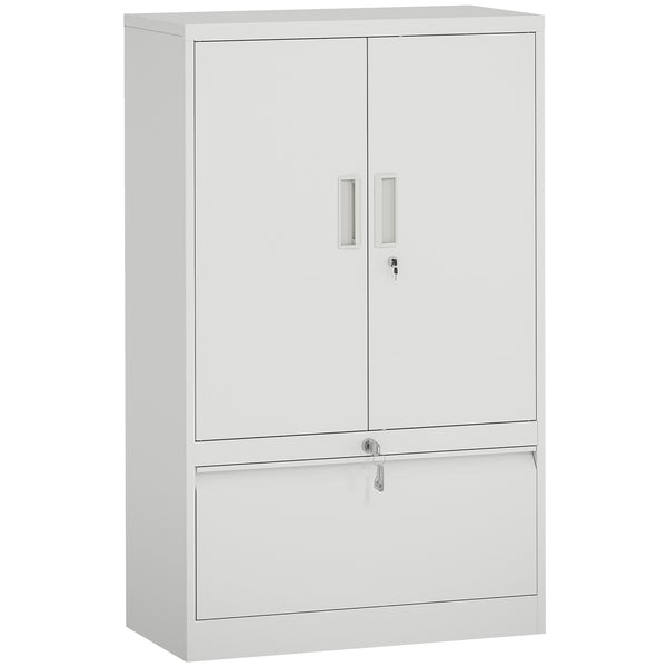 Armadietto da Ufficio 80x40x130 cm con Ripiano Interno e Cassetto in Acciaio Bianco online