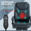 Sedia Operativa da Ufficio Massaggiante e Riscaldante 67x67x113-121 cm Grigio 