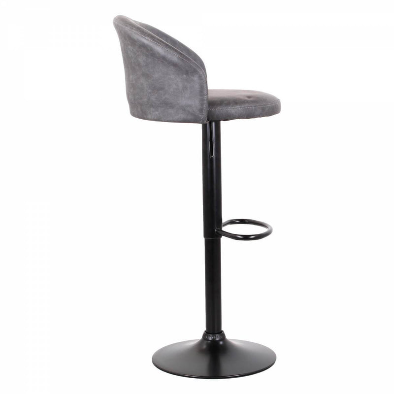 Set 2 Sgabelli 51x44x60/80 cm in Similpelle Base Nera Grigio