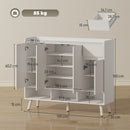 Scarpiera Ingresso 120x35x100 cm con 4 Ante Push-to-Open Ripiani Regolabili Cassetto e 3 Vani Aperti in MDF e Legno di Pino Bianco      