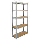 Set 5 Scaffali Senza Bulloni 90 cm 4 Lineari 1 Angolare in Acciaio 