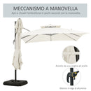 Ombrellone a Sbalzo a Doppia Copertura 268x268x265 cm Base a Croce e Pesi Beige   