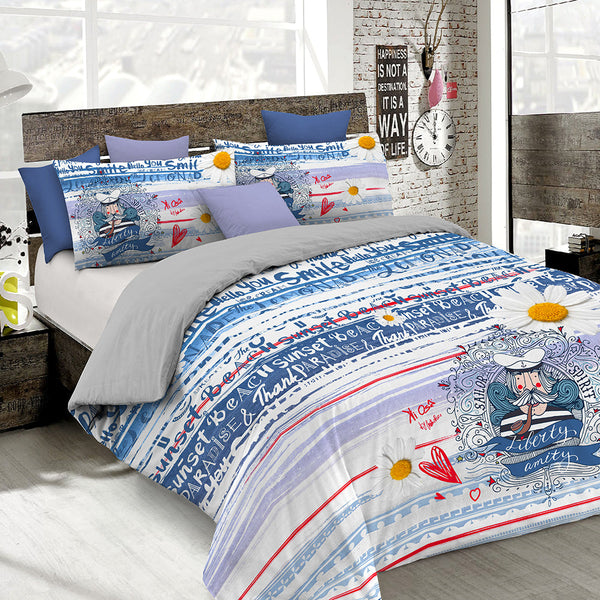 prezzo Doppelbettbezug mit Aufdruck auf der Tasche und den Kissenbezügen Kio653