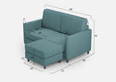 Divano 2 Posti con Pouf 138x155x85 cm Karay in Tessuto Petrolio