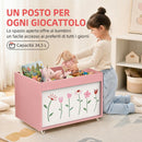 Baule Portagiochi per Bambini 3-8 Anni 50x30x33,5 cm con Ruote 34,5 L Capacità 15 kg in Truciolato Rosa      