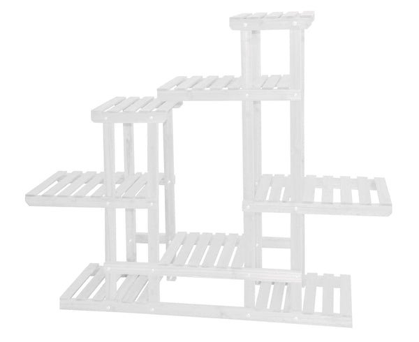 sconto Blumentopfhalter aus Holz 120 x 98 cm 8 Plätze Weiß