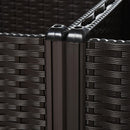 Set 4 Fioriere da Giardino Rialzate in Polipropilene Effetto Rattan Marrone
