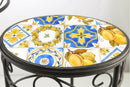 Set 2 Sgabelli Portapiante in Ferro Battuto con Mosaico Soriani Tuscany Nero