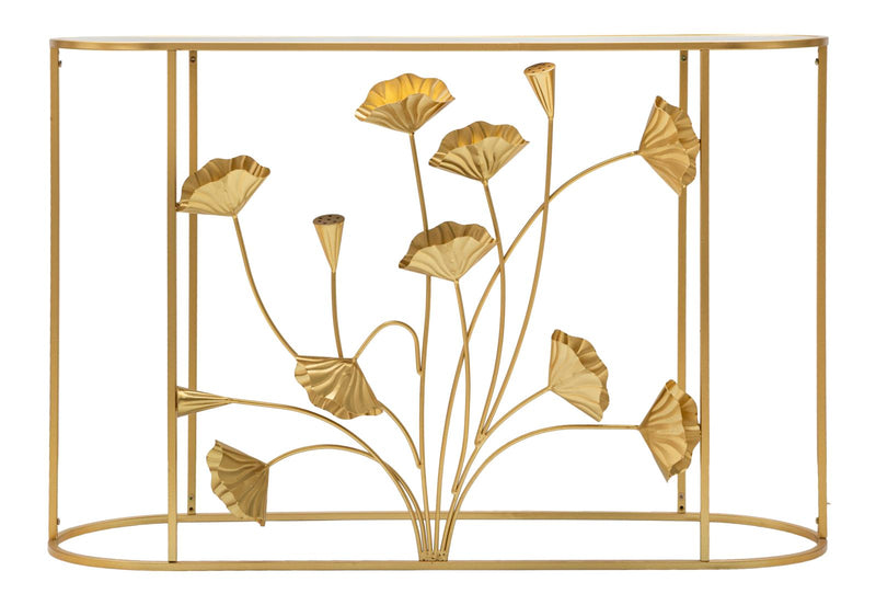 Console Fissa Flow 120x80x40 cm in Ferro e MDF Oro