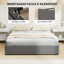 Struttura Letto Matrimoniale 165x193x30 cm a Doghe con 3 Cassetti in Legno Poliestere e Metallo Grigio      