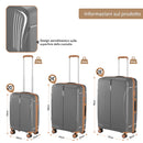 Set 3 Valigie Rigide 90-59-38L Ruote Easy Roll Manico Telescopico in ABS Grigio      