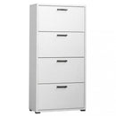 Scarpiera 4 Ante a Ribalta 75,3x33x151,8 h cm in Truciolare bilaminato Bianco Cemento