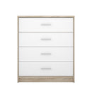 Comò cassettiera Nepo 4 cassetti 80 cm rovere sonoma bianco