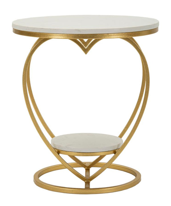Tavolinetto Heart Oro Ø40x45,5 cm in Ferro e Marmo Oro e Bianco online