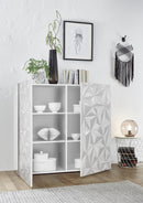 Credenza 2 Ante 120x42x110 cm in Legno TFT Praga Bianco Lucido