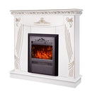 Camino Elettrico da Pavimento 103,5x110x30 cm Effetto Fiamma 2000W Napoli & Cristina Bianco