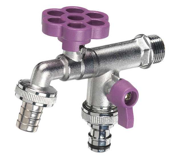 online Rubinetto a Sfera Doppio per Fontana da Giardino con Fiore e Leva Colorate Belfer RUB/030 Viola