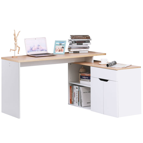 Scrivania Angolare con Libreria 140x117x76 cm con Armadietto e Cassetto color Legno e Bianco prezzo