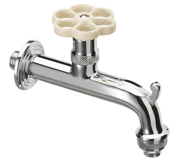 acquista Rubinetto per Fontana da Giardino in Ottone Cromato con Ghiera in Tinta Belfer RUB/018 Avorio