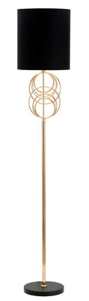 Lampada da Terra Circly Ø35x171 cm in Ferro PVC e Tessuto Oro e Nero