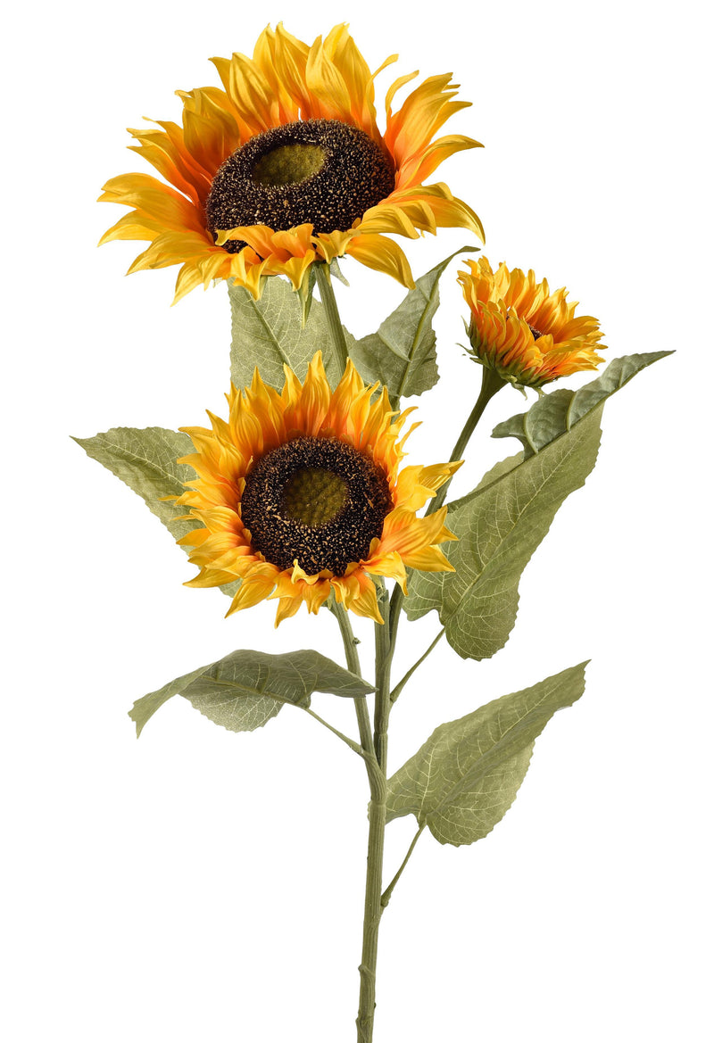 Set 2 Girasole Artificiale con 3 Fiori Altezza 95 cm Giallo