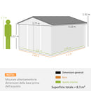 Casetta da Giardino 322x277x192 cm con 2 Porte Scorrevoli e 4 Prese d'Aria in Acciaio Marrone      