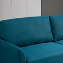 Divano 3 Posti 191x79x87 cmcon Seduta Profonda e Imbottitura Spessa in Tessuto  Blu Pavone      