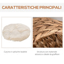 Cuccia in Vimini per Gatti 42x33x52 cm con Cuscino  Marrone e Bianco