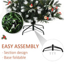 Albero di Natale Artificiale Innevato 180 cm 678 Rami con Bacche Rosse e Pigne Verde