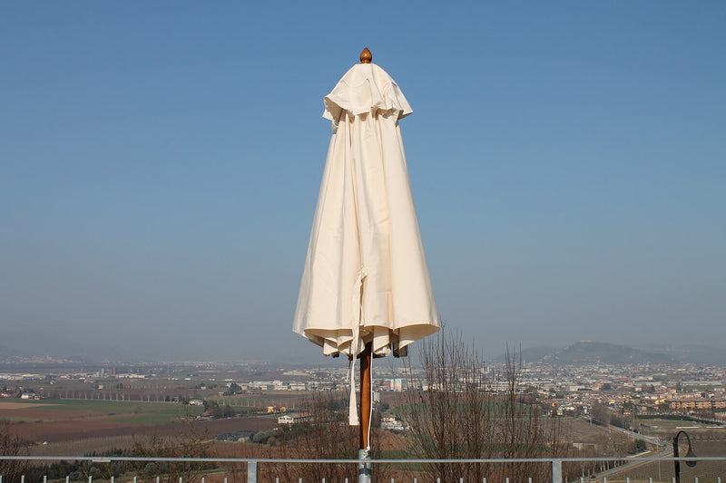 Ombrellone da Giardino Ø4 m Palo Ø48 mm in Legno Telo in Acrilico Danieli Havana Ecrù